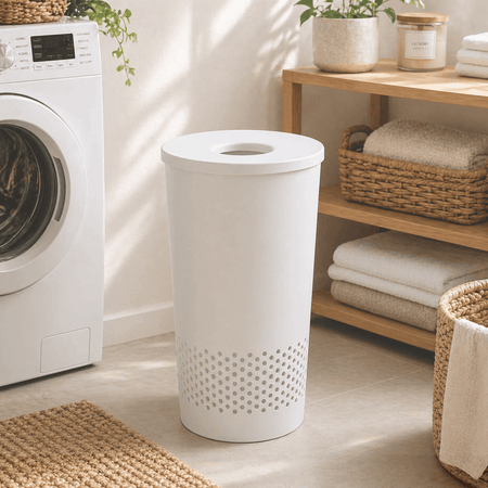 Round Lidded Laundry Hamper | Tabularaaza