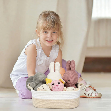 Woven Cotton Rope Storage Basket with Handles | Tabularaaza