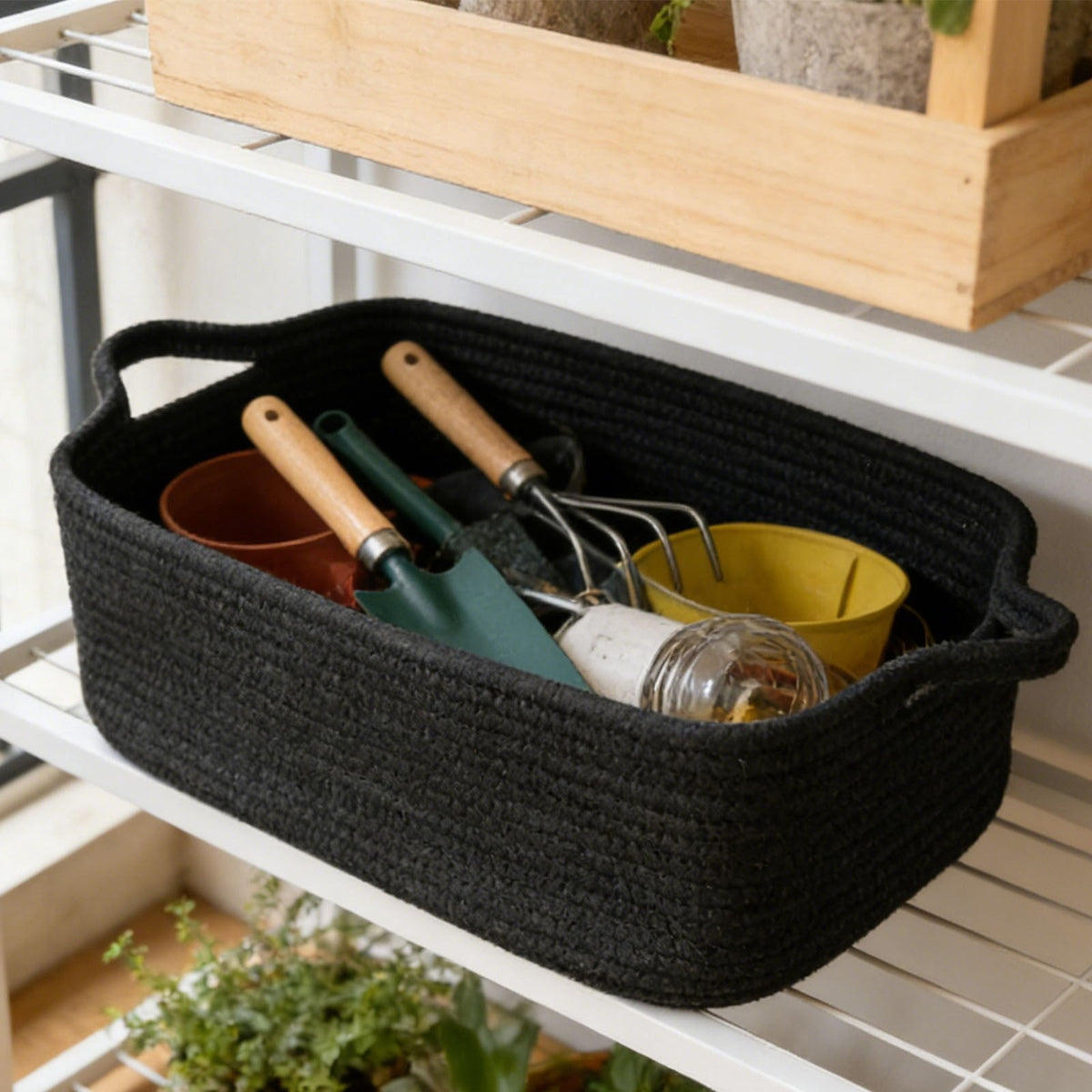 Woven Cotton Rope Storage Basket with Handles | Tabularaaza