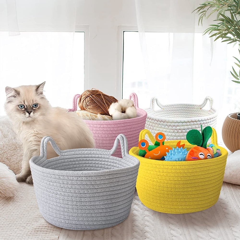 Woven Cotton Rope Storage Basket – Yellow | Tabularaaza